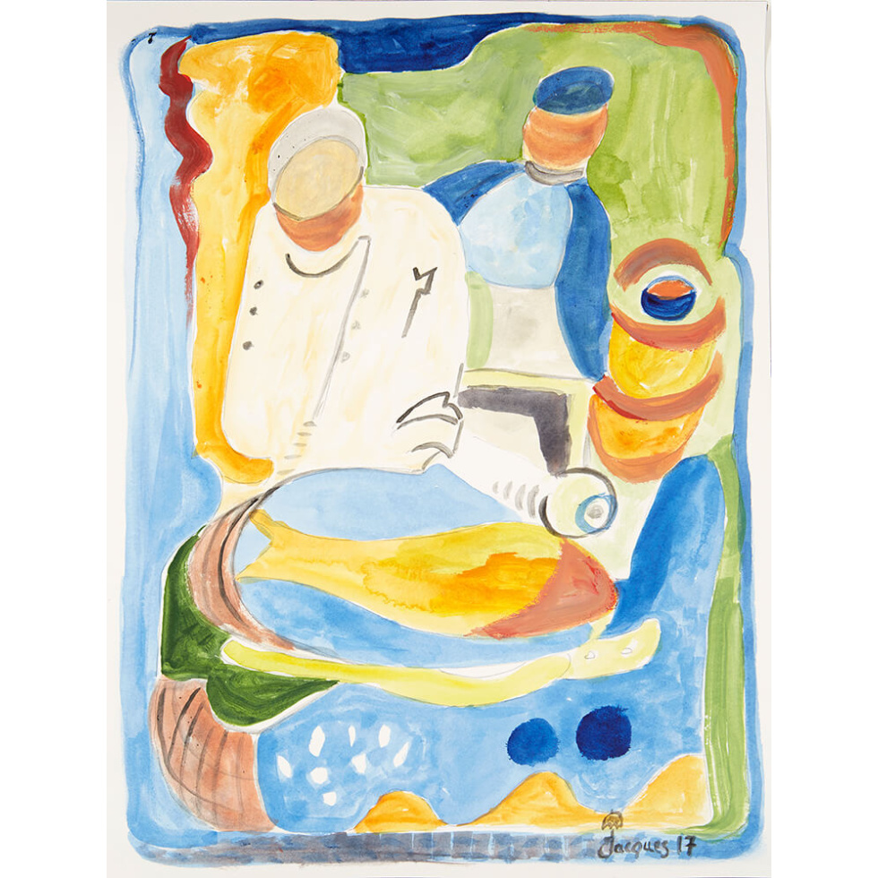 “Chef at Work” is an original painting by chef and artist Jacques Pepin