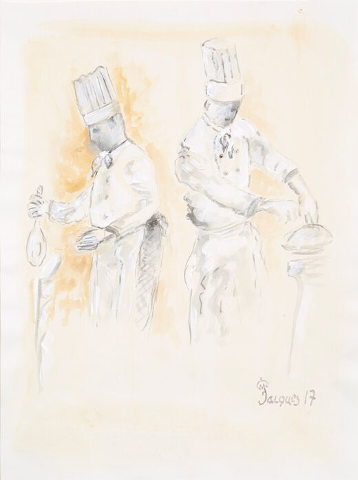 “Chefs No. 5” is an original painting by chef and artist Jacques Pepin