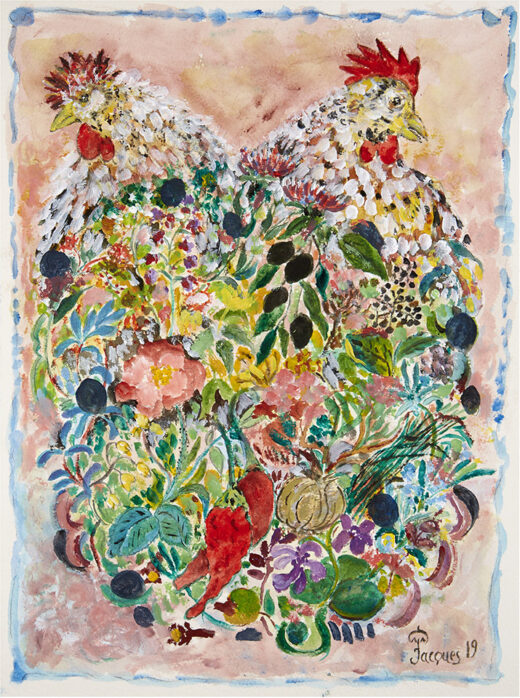 “Chicken and Herbs” is an original painting by chef and artist Jacques Pepin