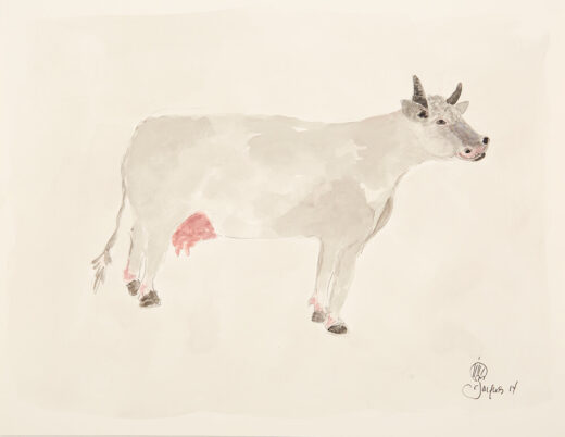 “Cow” is an original painting by chef and artist Jacques Pepin