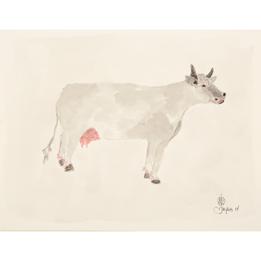 “Cow” is an original painting by chef and artist Jacques Pepin
