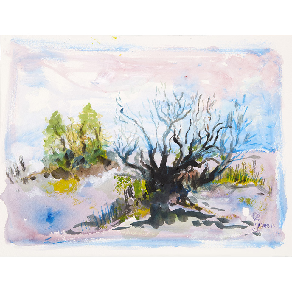 “Dead Tree” is an original painting by chef and artist Jacques Pepin