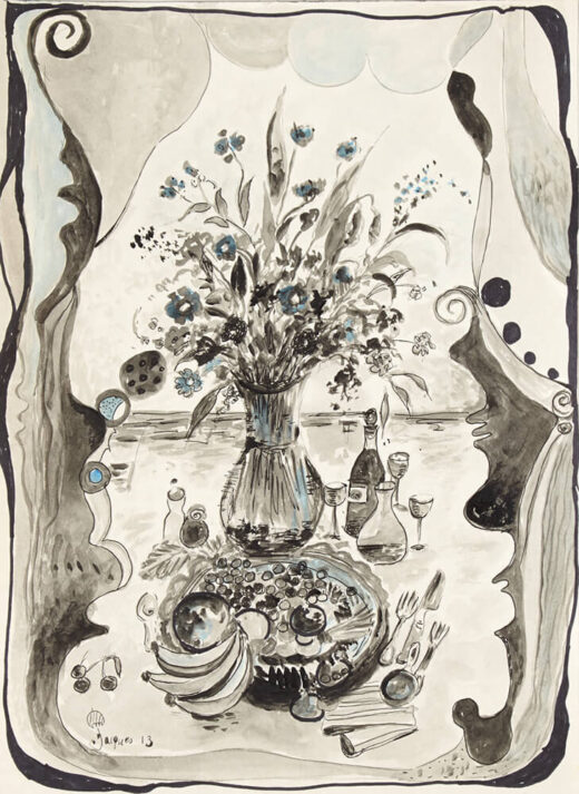 “Dining Table” is an original painting by chef and artist Jacques Pepin