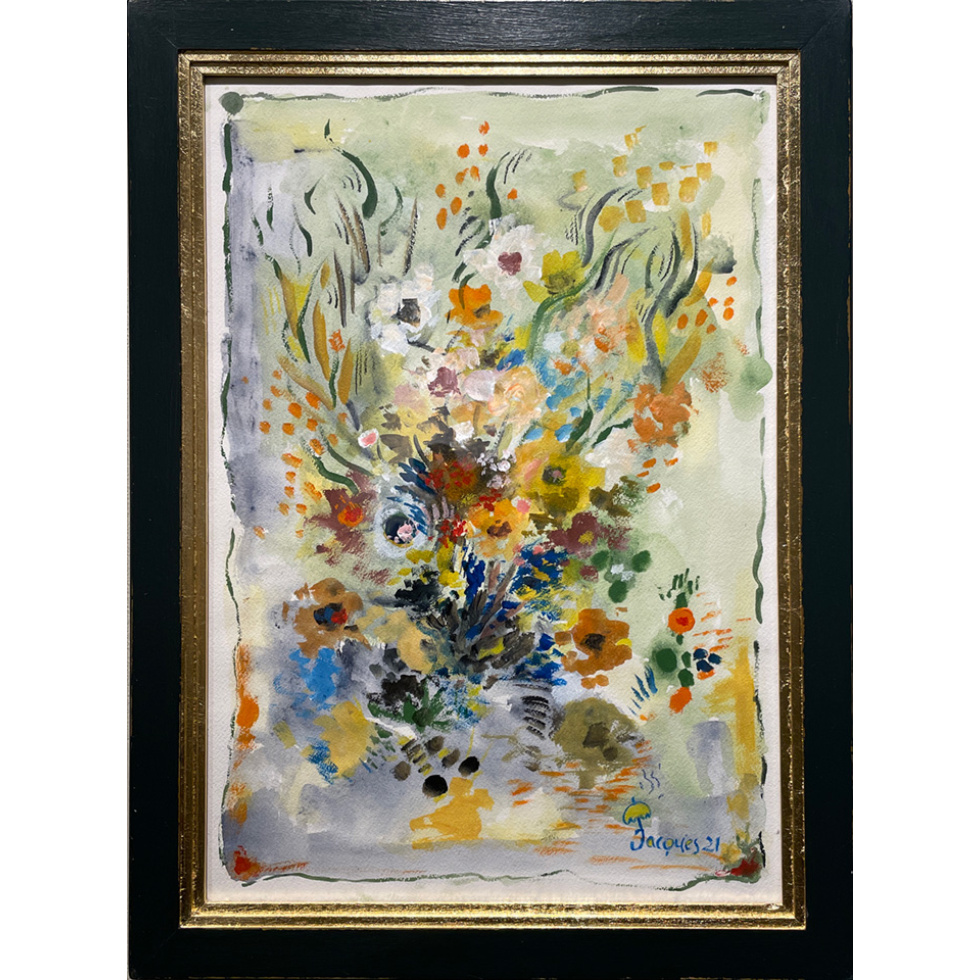 “Dreaming Flowers” is an original painting by chef and artist Jacques Pepin