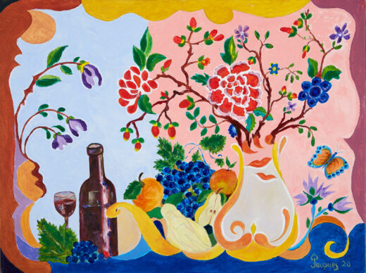 “Epicureaan” is an original painting by chef and artist Jacques Pepin