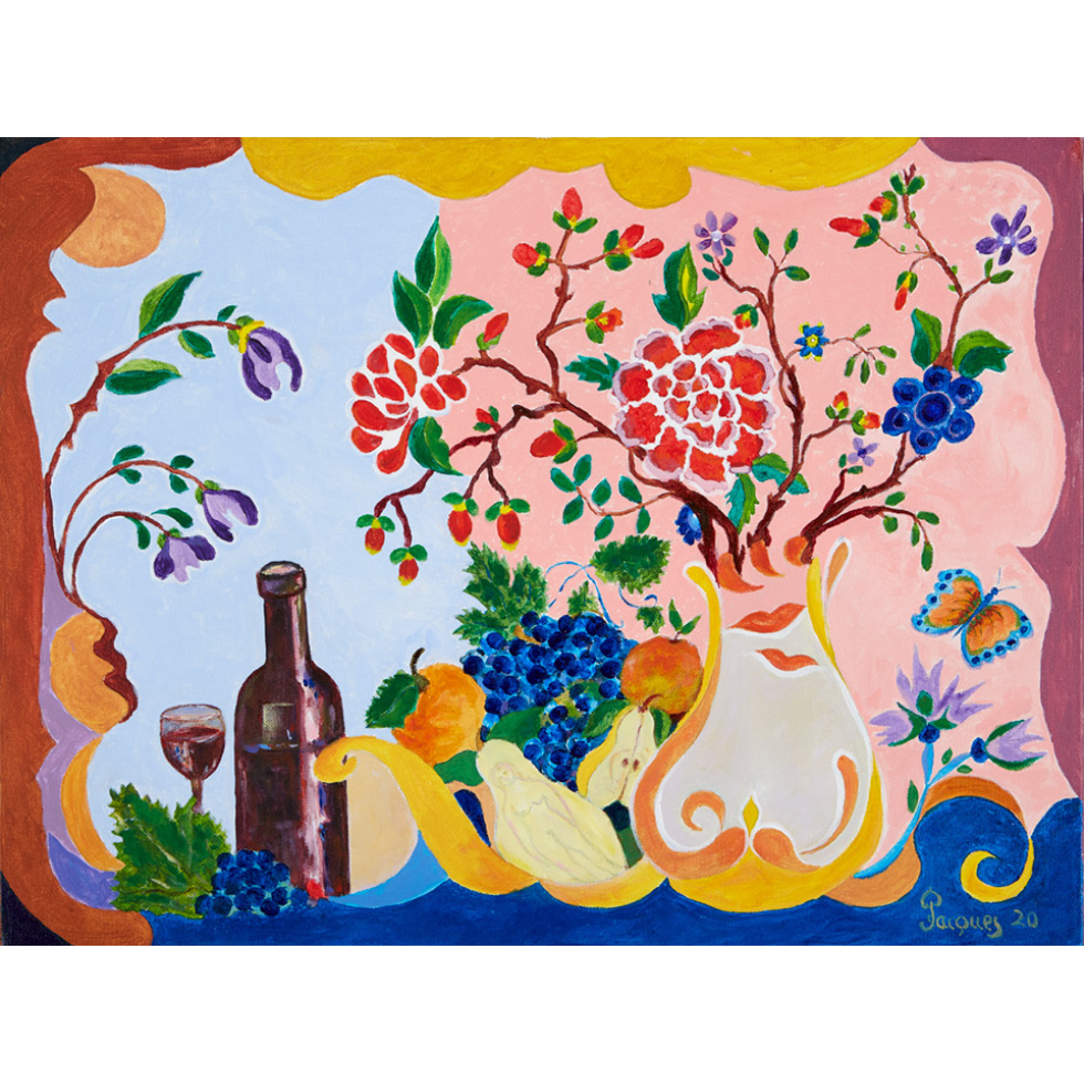 “Epicureaan” is an original painting by chef and artist Jacques Pepin