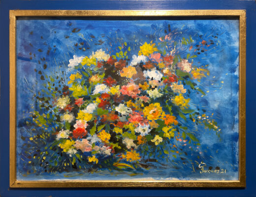 “Flowers in Chaos” is an original painting by chef and artist Jacques Pepin