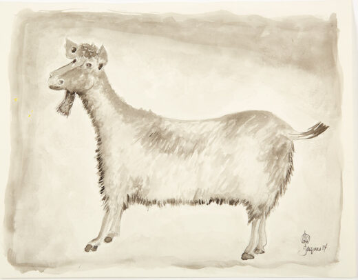 “Goat” is an original painting by chef and artist Jacques Pepin