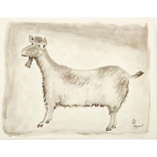 “Goat” is an original painting by chef and artist Jacques Pepin