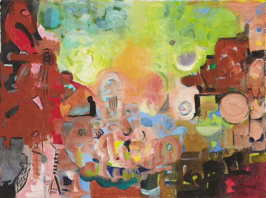 “Green Abstraction” is an original painting by chef and artist Jacques Pepin