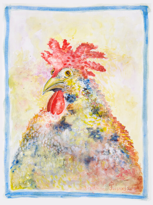 “Imperial Chicken” is an original painting by chef and artist Jacques Pepin