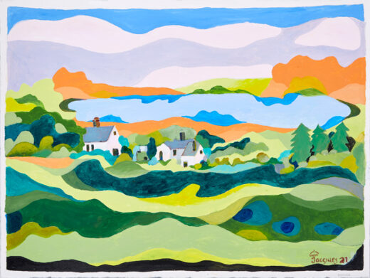 “Lake in the Valley” is an original painting by chef and artist Jacques Pepin