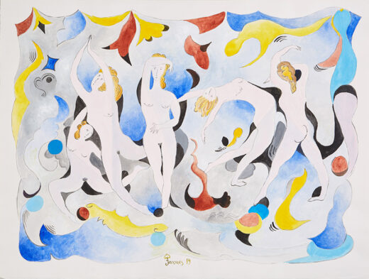 “Les Danseuses” is an original painting by chef and artist Jacques Pepin