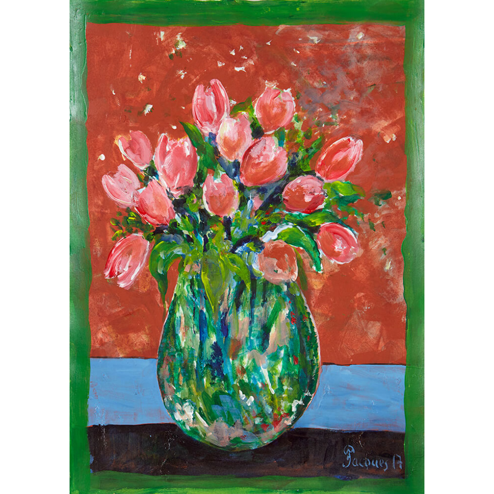 “Les Tulips” is an original painting by chef and artist Jacques Pepin