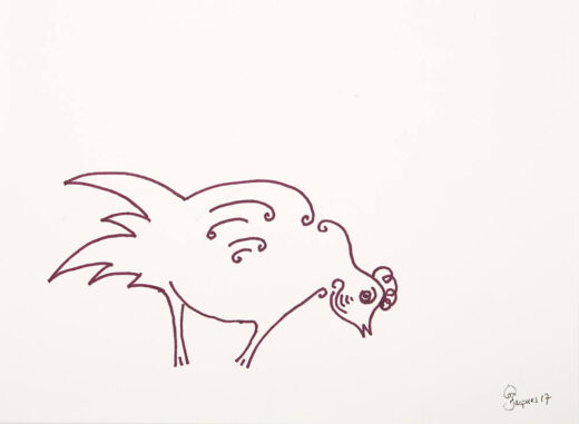 “Line Chix No. 1” is an original painting by chef and artist Jacques Pepin