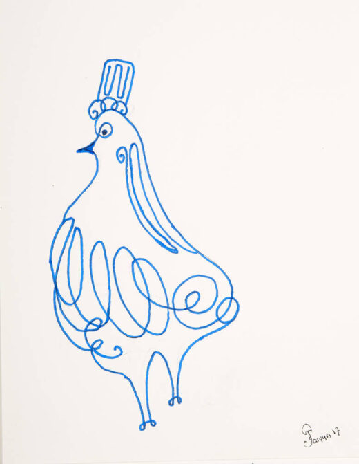 “Line Chix No. 4” is an original painting by chef and artist Jacques Pepin