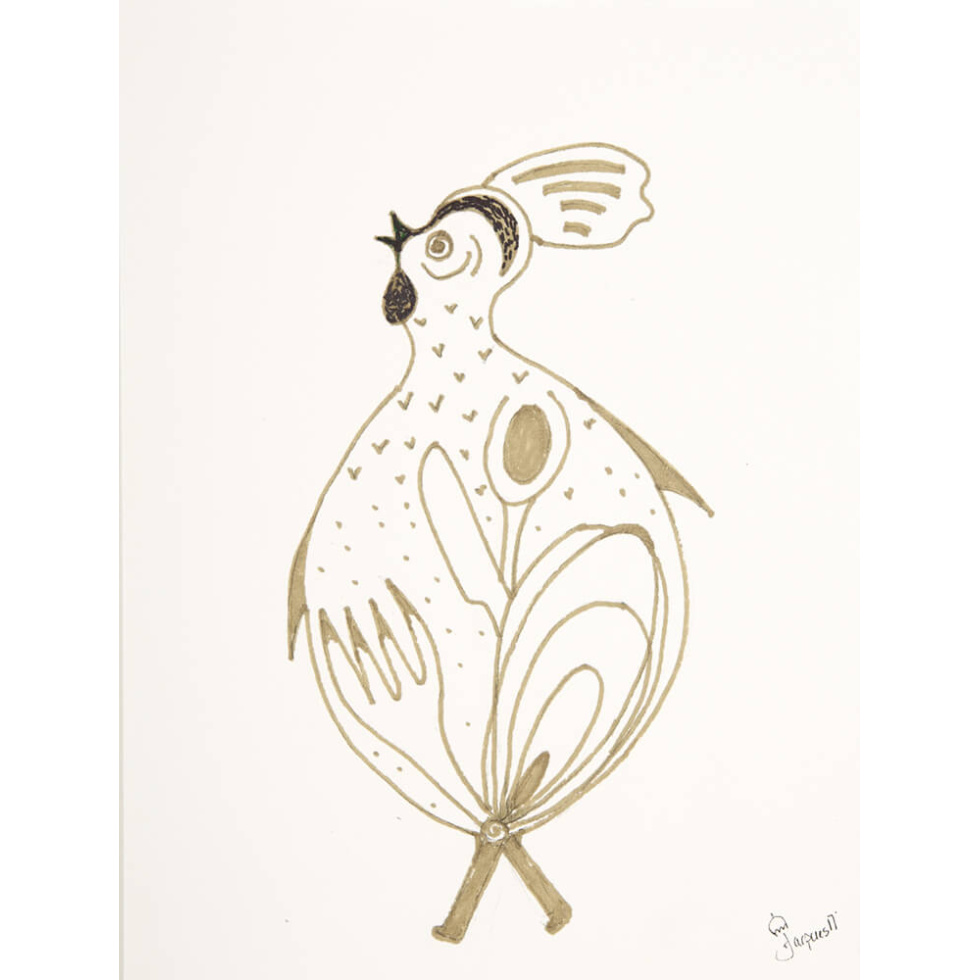 “Line Chix No. 3” is an original painting by chef and artist Jacques Pepin
