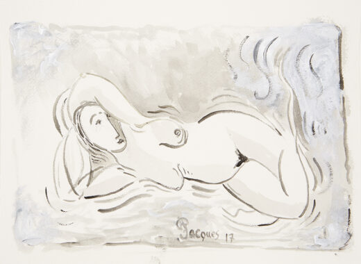 “Lying Goddess” is an original painting by chef and artist Jacques Pepin