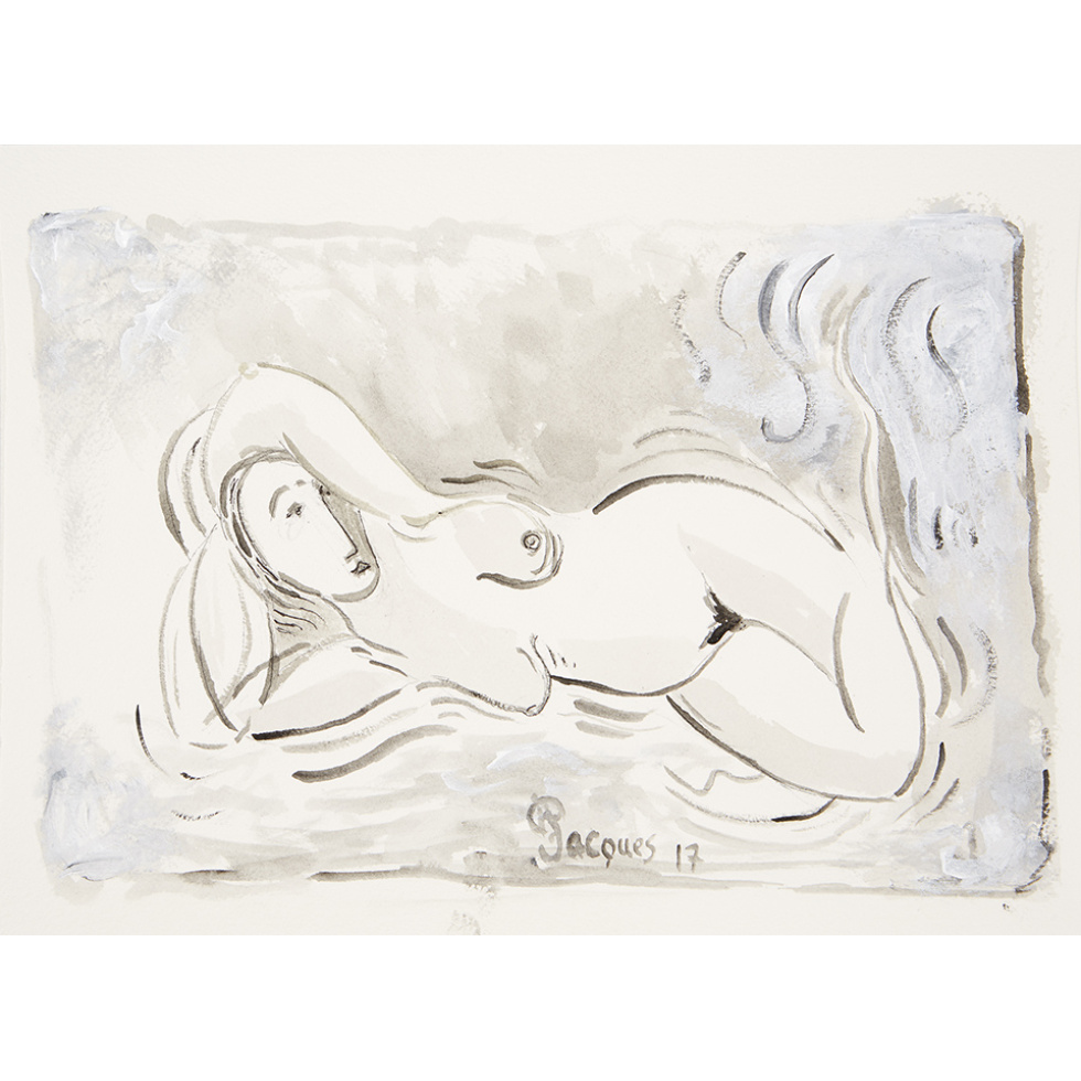 “Lying Goddess” is an original painting by chef and artist Jacques Pepin