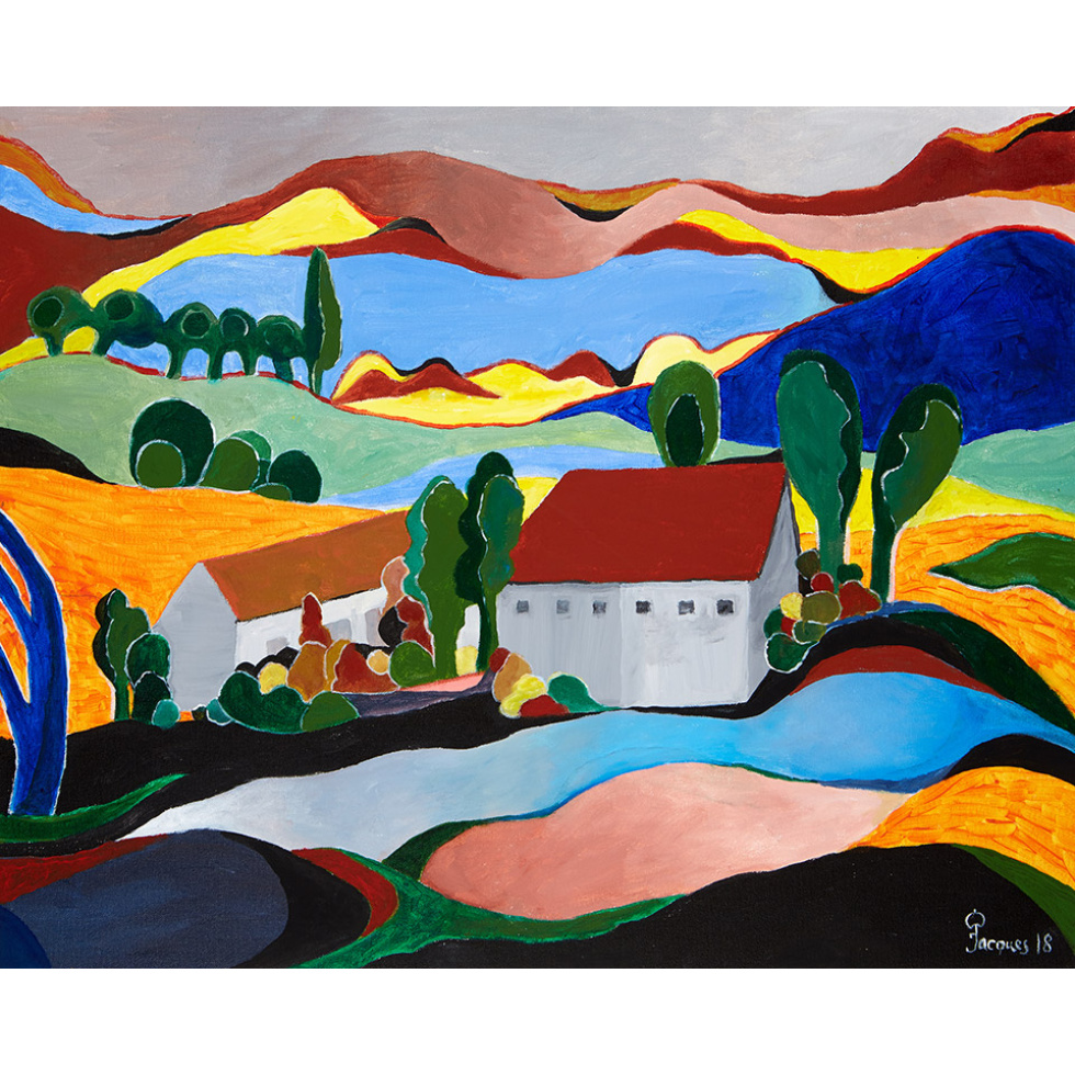 “Mythical Landscape” is an original painting by chef and artist Jacques Pepin