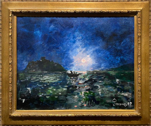 “Night Fishing” is an original painting by chef and artist Jacques Pepin