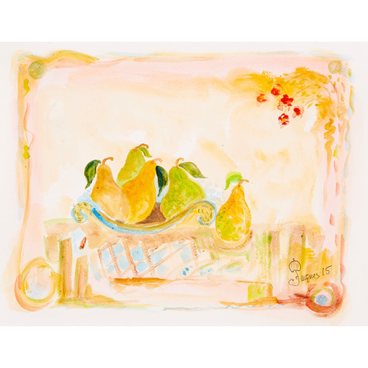 “Pear Study No. 1” is an original painting by chef and artist Jacques Pepin