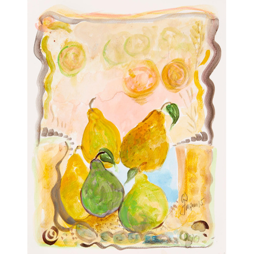 “Pear Study No. 2” is an original painting by chef and artist Jacques Pepin