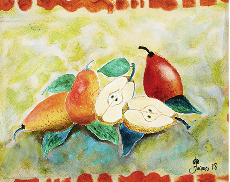 “Pears with Orange Border” Jacques Pepin Signed Limited Edition Print
