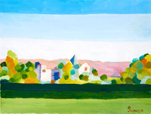 “Serenity Landscape” is an original painting by chef and artist Jacques Pepin