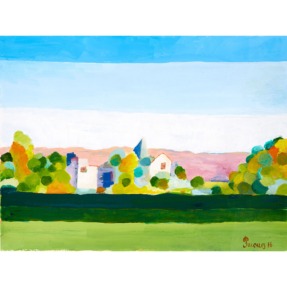 “Serenity Landscape” is an original painting by chef and artist Jacques Pepin