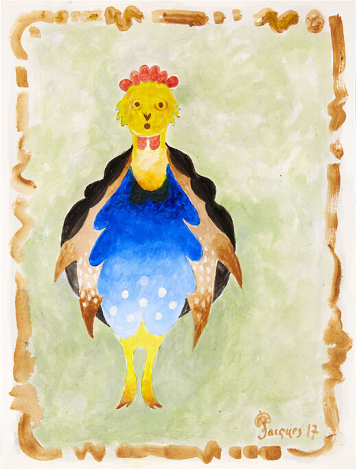 “Super Chicken” is an original painting by chef and artist Jacques Pepin
