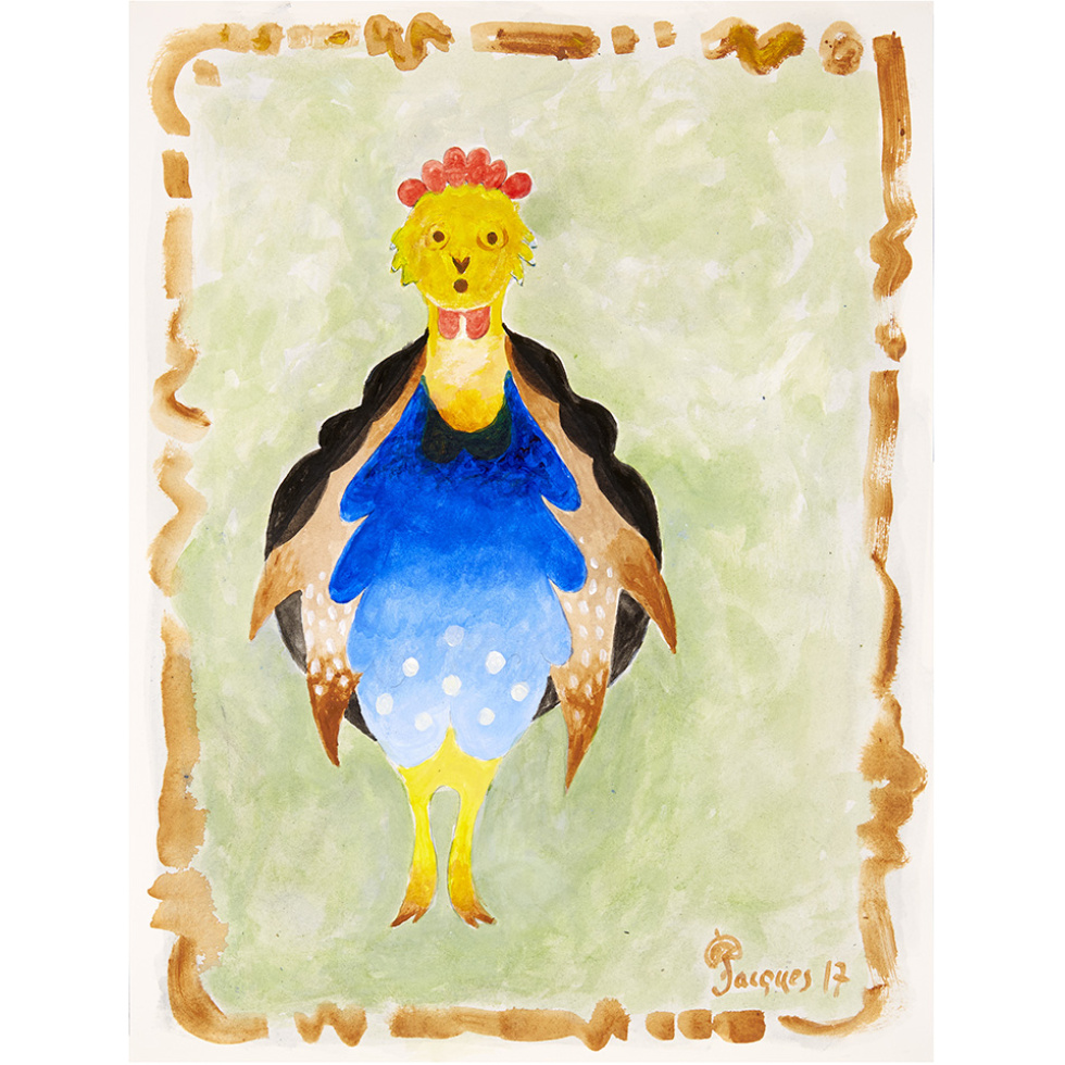“Super Chicken” is an original painting by chef and artist Jacques Pepin