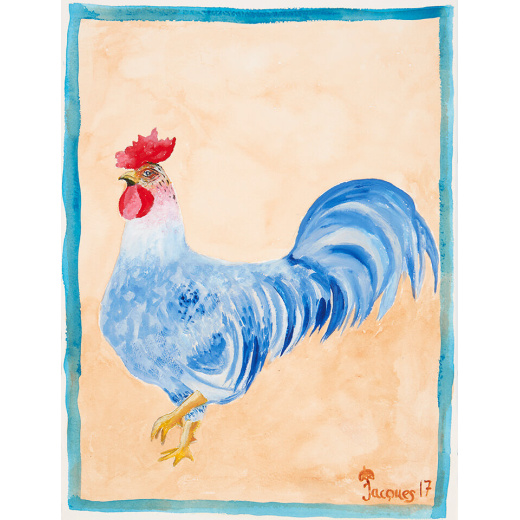 “The Classic Cock” is an original painting by chef and artist Jacques Pepin