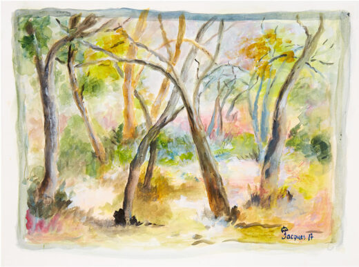 “Tranquil Wood” is an original painting by chef and artist Jacques Pepin