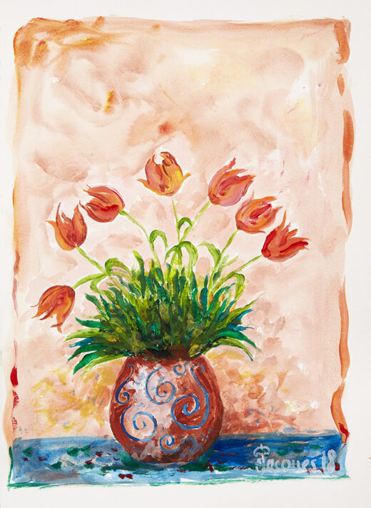 “Tulips” is an original painting by chef and artist Jacques Pepin