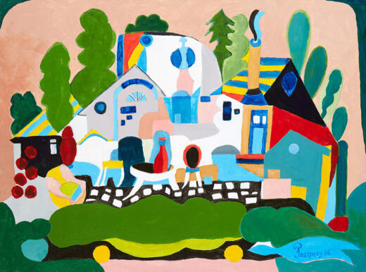 “Urbanization No. 2” is an original painting by chef and artist Jacques Pepin