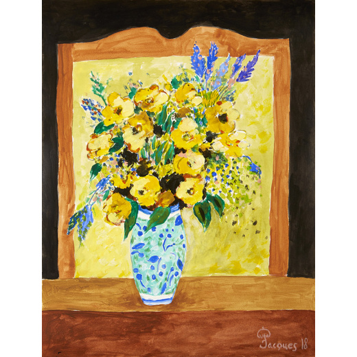“Yellow Buffet” is an original painting by chef and artist Jacques Pepin