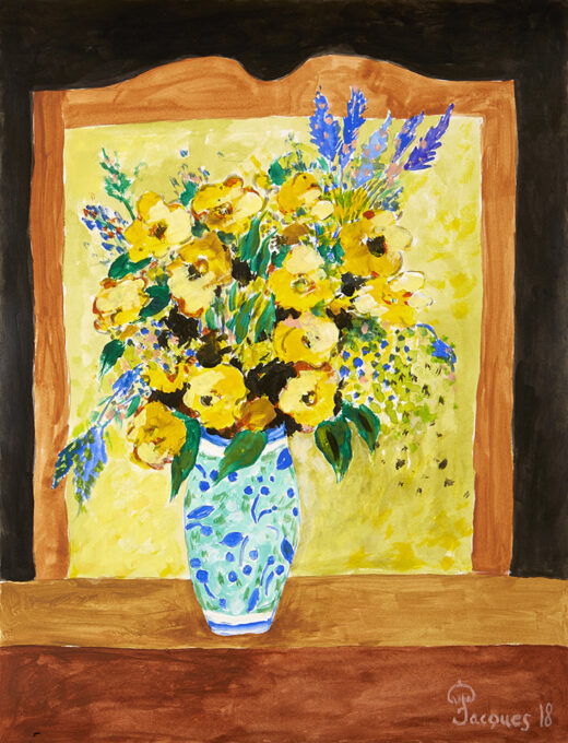 “Yellow Buffet” is an original painting by chef and artist Jacques Pepin