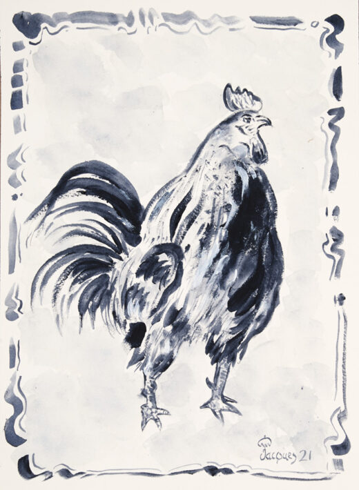 “Le Coq Gaulois” (The Gallic Cock) Original Artwork by Chef and Artist Jacques Pepin