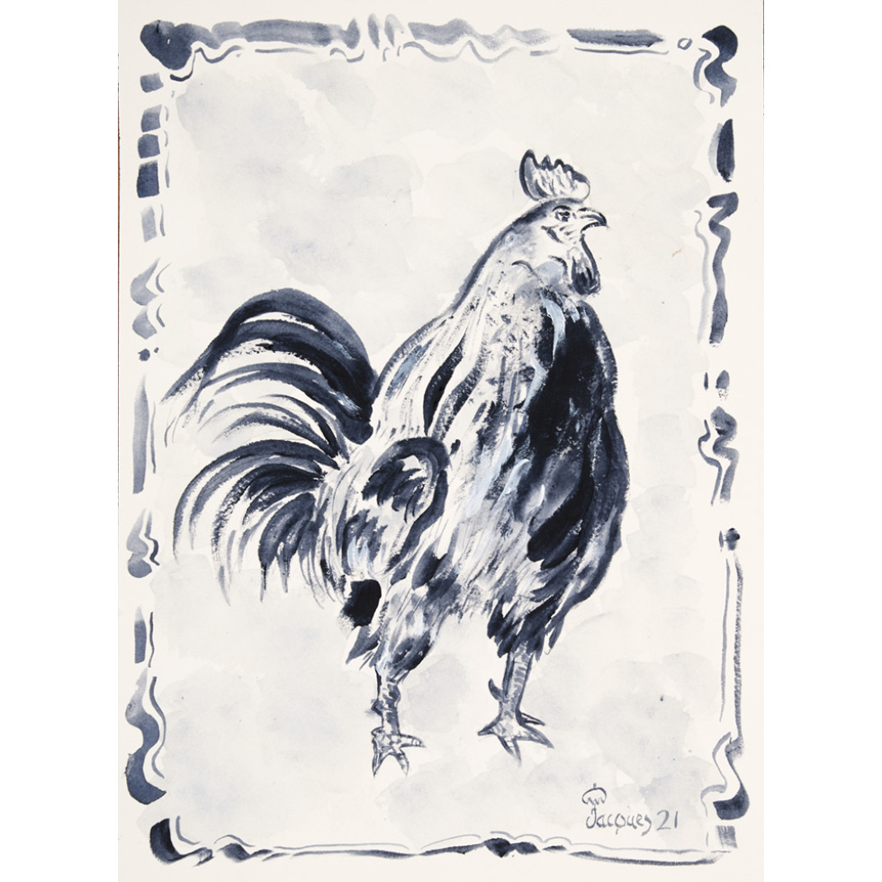 “Le Coq Gaulois” (The Gallic Cock) Original Artwork by Chef and Artist Jacques Pepin