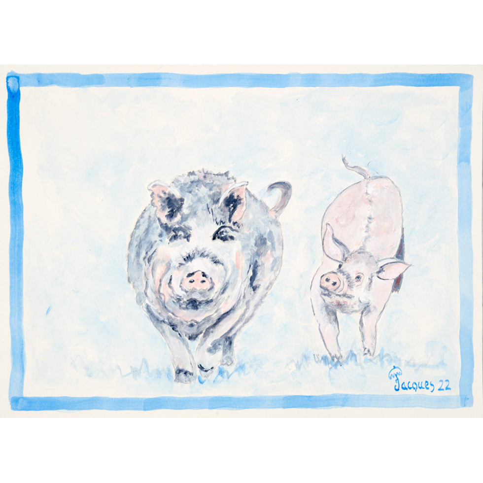 “Pigs” Original Artwork by Chef and Artist Jacques Pepin