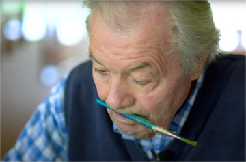 Chef and artist Jacques Pepin at work in his artist’s studio.
