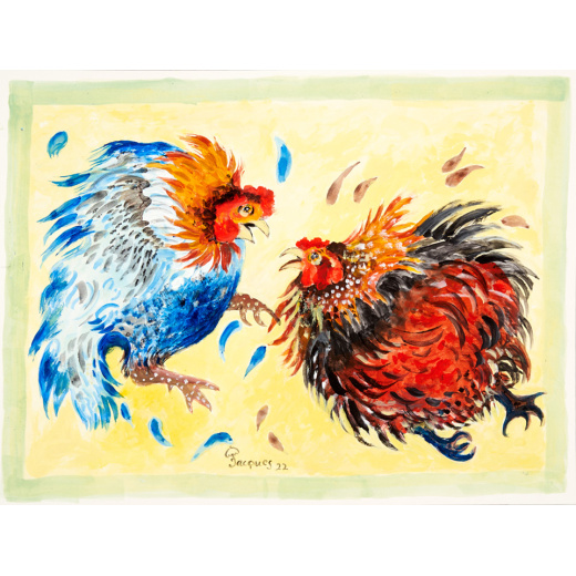 “The Fight” Original Artwork by Chef and Artist Jacques Pepin