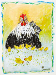 Chef and Artist Jacques Pepin, Oceania Cruises’ Executive Culinary Director: Original Artwork: “Black Mother Hen”