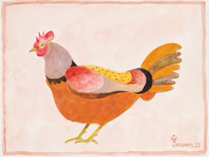 “Confused Chicken” is an original painting by chef and artist Jacques Pepin, Oceania Cruises’ Executive Culinary Director