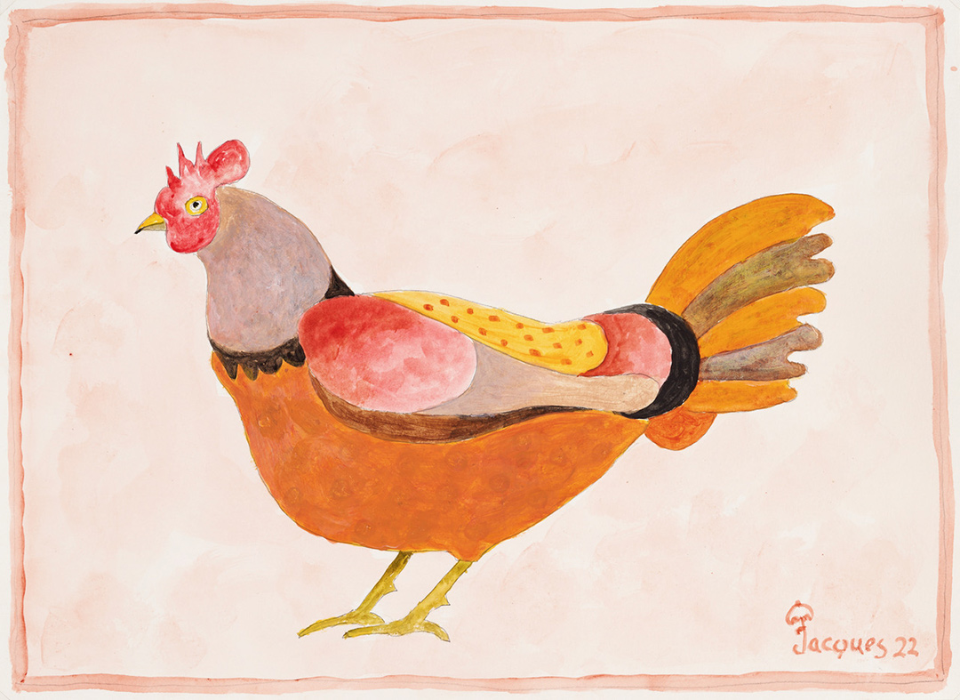 “Confused Chicken” Original Painting by Chef and Artist Jacques Pepin