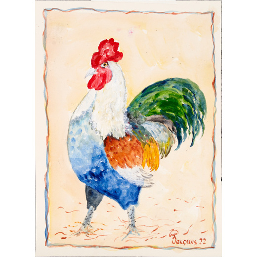 “Flashy Chicken” Original Artwork by Chef and Artist Jacques Pepin