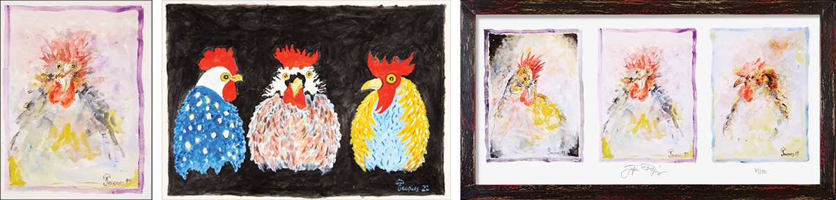 Jacques Pepin Chanticleer Artwork: Original Paintings and Signed, Limited Edition Triptych Framed Print