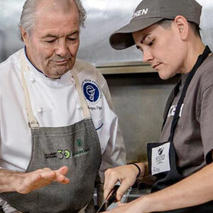The Jacques Pepin Foundation Programs and Grants–Teacher Jacques Pepin with a Student