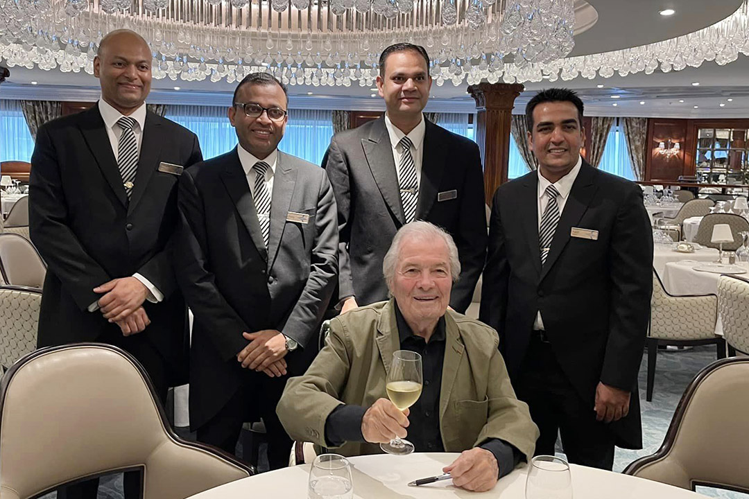 Oceania Cruises’ Executive Culinary Director Jacques Pepin with ship staff.